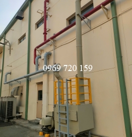 Hệ thống hấp thụ than hoạt tính bằng nhựa PP. Công suất 8.000 m3/h và công suất 5.000m3/h.
