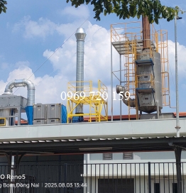 Hệ thống hút mùi, khói hệ ép cao su nhà máy Hira Giang Điền- Đồng Nai.