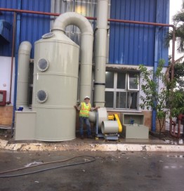 Lắp đặt tháp hấp thụ hơi tráng phủ nhôm nhà máy Cadivi- Đồng Nai