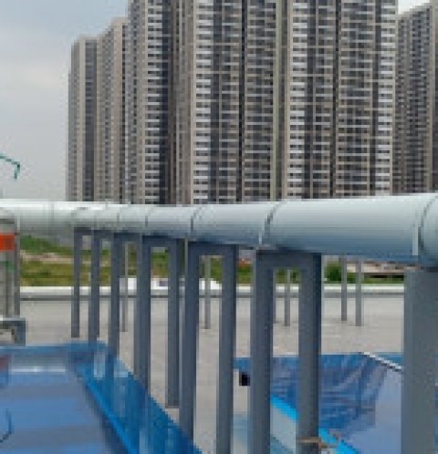 Lắp đặt tháp hấp thụ hơi nhà máy xử lý nước thải Vingroup Tây Mỗ- Hà Nội