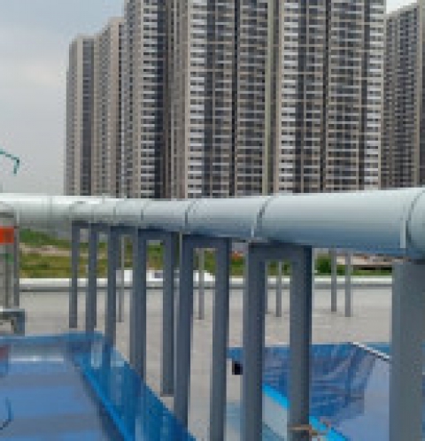 Lắp đặt tháp hấp thụ hơi nhà máy xử lý nước thải Vingroup Tây Mỗ- Hà Nội