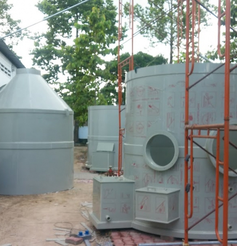 Lắp đặt tháp hấp thụ hơi nhà máy điện tử Meiko- Thạch Thất- Hà Tây- Hà Nội